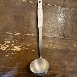 Vintage Flint Stainless Steel Floral Handle Ladle - USA